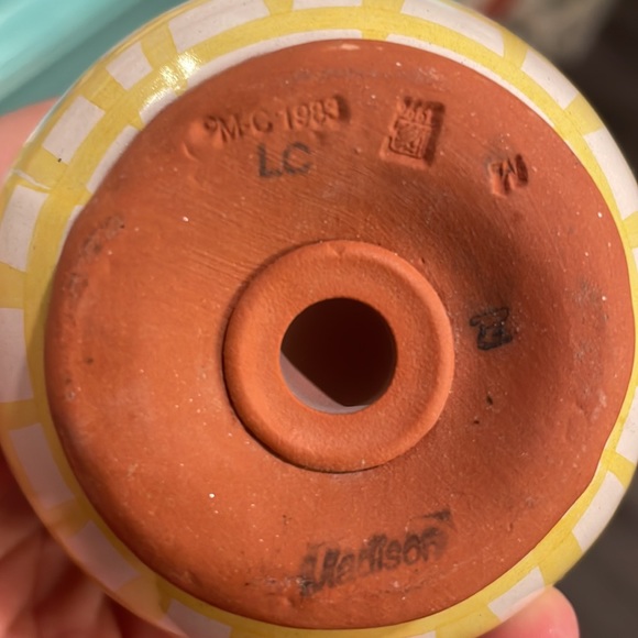 MacKenzie-Childs salt and pepper, shaker, and dish. Madison, Taylor pattern - Picture 5 of 6